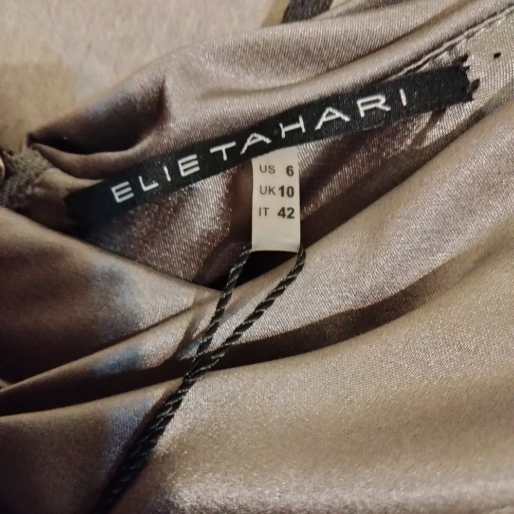 Sadie silver silk midi dress semi formal size 6 by Elie Tahari - Picture 7 of 10